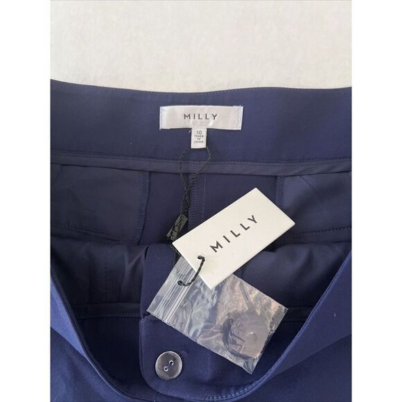 MILLY Aria Cady Sz 10 Button Tab Shorts Navy Blue - Picture 4 of 11